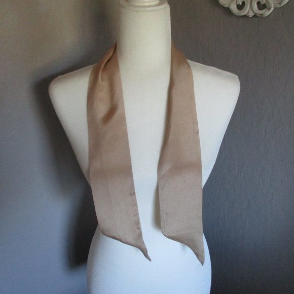 1990s tan silk pointed end scarf - Picture 4 of 5